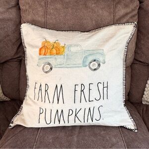 Rae Dunn Farm Fresh Pumpkins Pillow - Blue and Orange